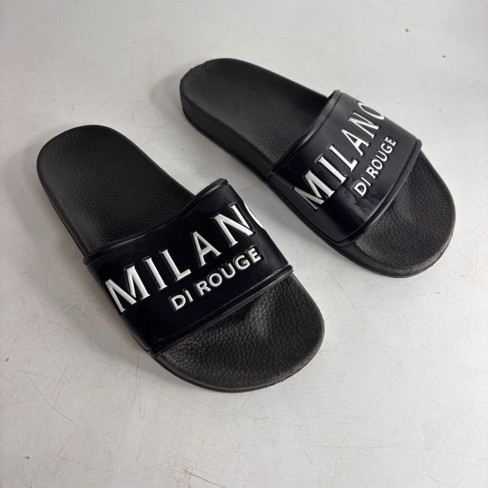 Milano Di Rouge Simba Non Slip Sandals Open Toe Womens Slides US 7.5 EU 39 Black